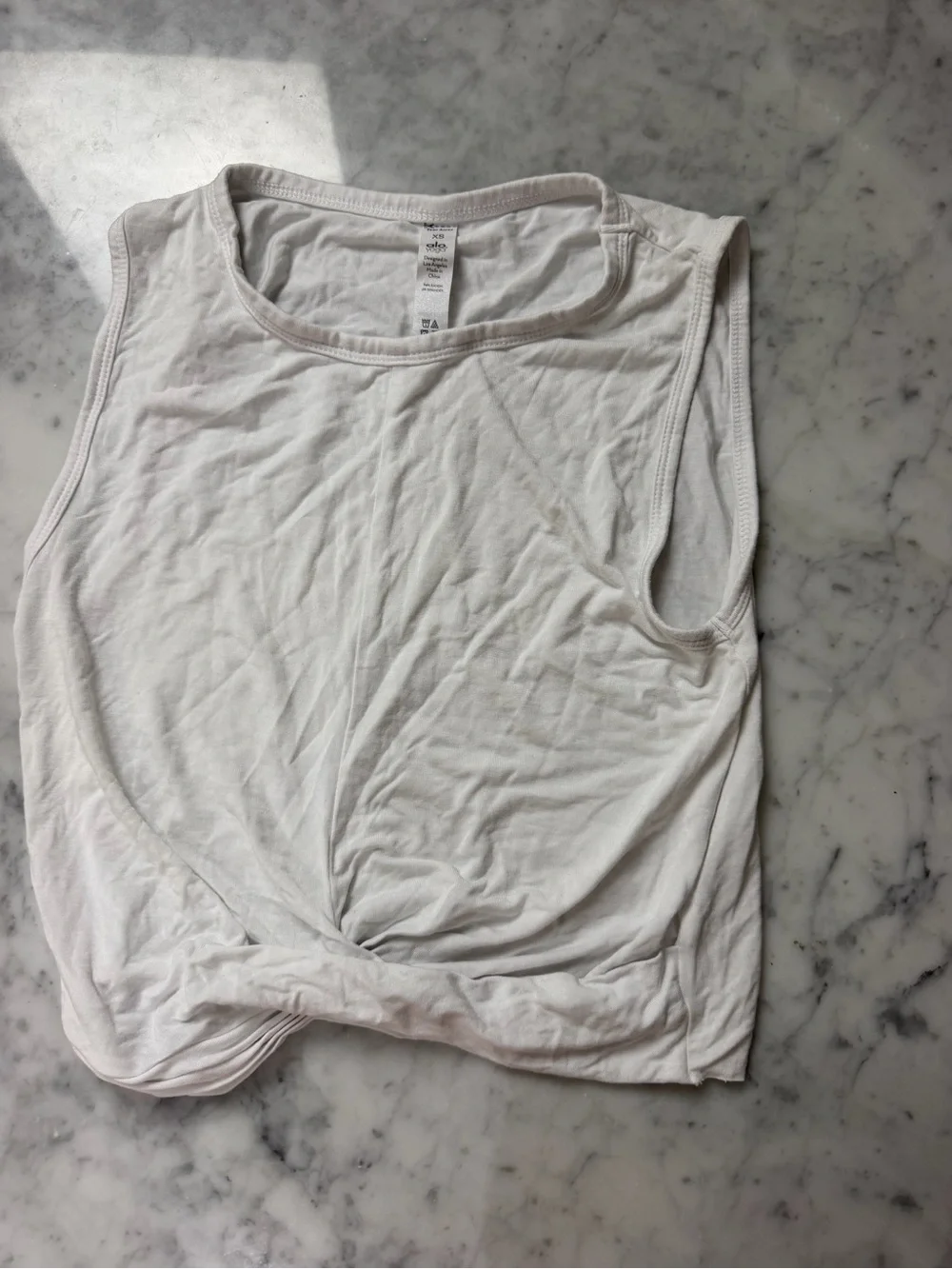 ALO Yoga White Twist-Front Tank Top